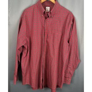 Brooks Brothers‎ 346 Shirt Men's XL Red LS Button Up Dress Supima Cotton Plaid